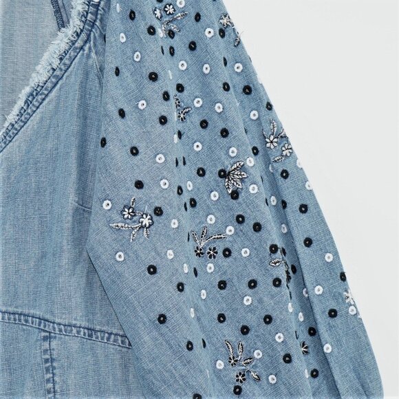 Anthropologie Pilcro Embroidered Chambray Blouse - Picture 8 of 14